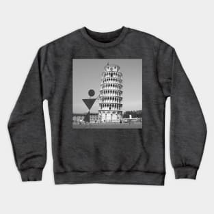 Warli man at the Leaning Tower of Pisa Crewneck Sweatshirt